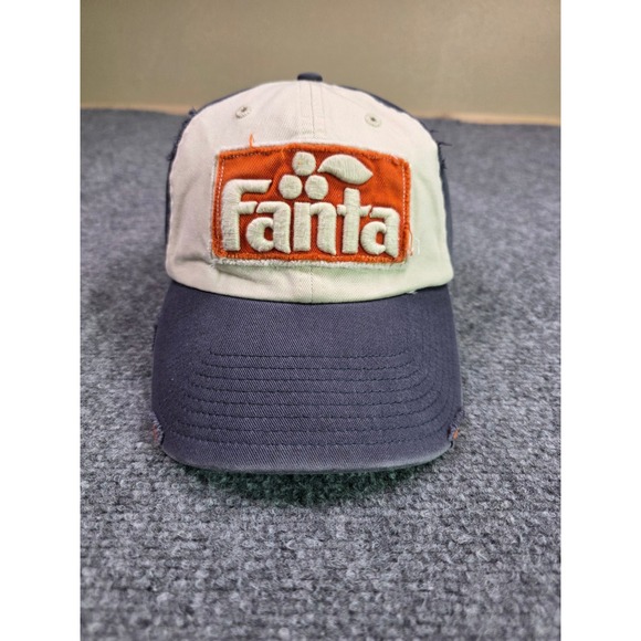 Coca-Cola Fanta Logo Baseball Hat Mens OSFM Grey Cream Distressed Retro Cap